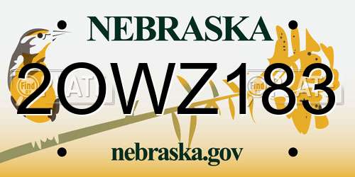 2OWZ183 Nebraska License Plate
