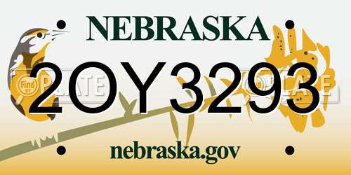 2OY3293 Nebraska License Plate