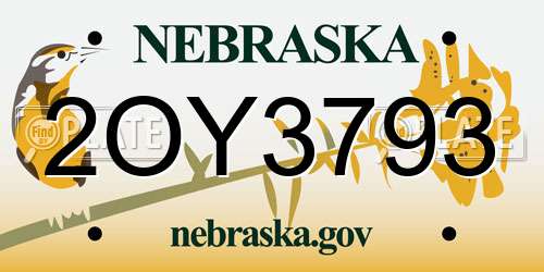 2OY3793 Nebraska License Plate
