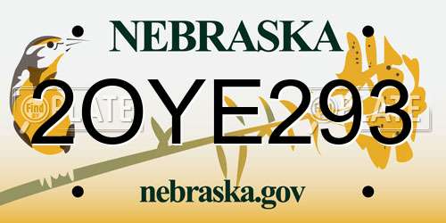 2OYE293 Nebraska License Plate