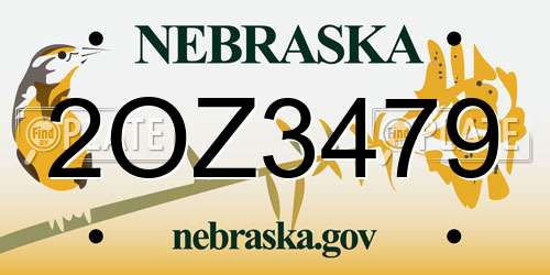 2OZ3479 Nebraska License Plate