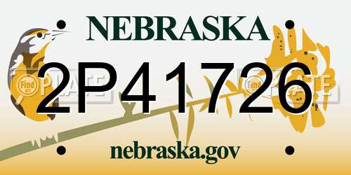 2P41726 Nebraska License Plate