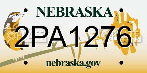 2PA1276 Nebraska License Plate