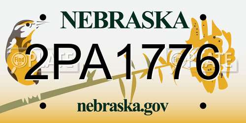 2PA1776 Nebraska License Plate