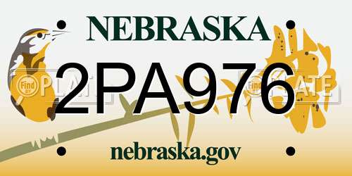 2PA976 Nebraska License Plate