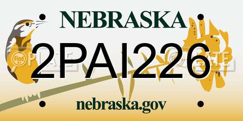 2PAI226 Nebraska License Plate