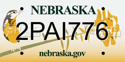 2PAI776 Nebraska License Plate