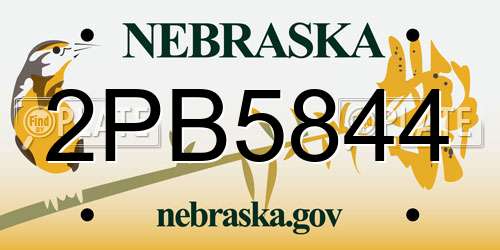 2PB5844 Nebraska License Plate