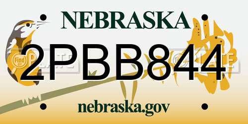 2PBB844 Nebraska License Plate