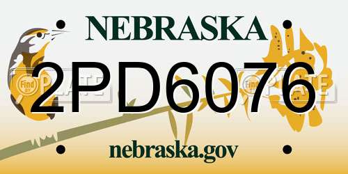 2PD6076 Nebraska License Plate