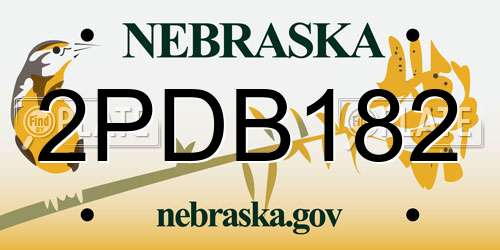 2PDB182 Nebraska License Plate