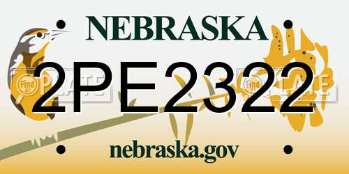 2PE2322 Nebraska License Plate