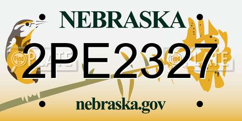 2PE2327 Nebraska License Plate