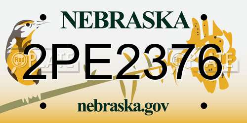 2PE2376 Nebraska License Plate