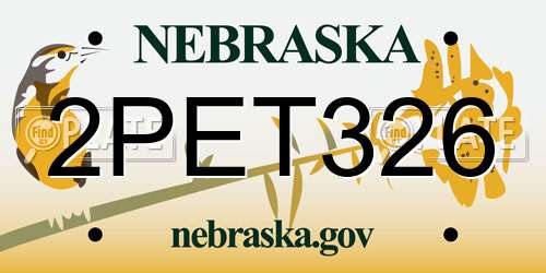 2PET326 Nebraska License Plate