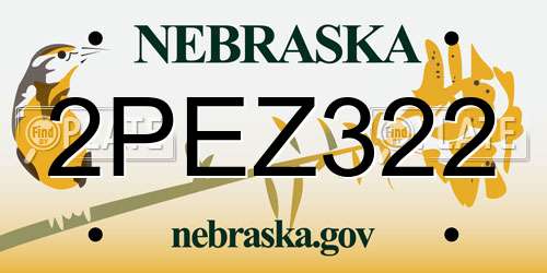 2PEZ322 Nebraska License Plate