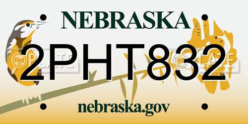 2PHT832 Nebraska License Plate