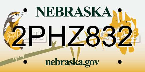 2PHZ832 Nebraska License Plate