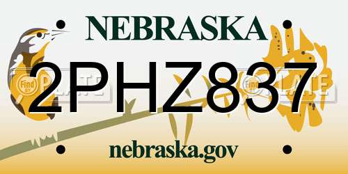 2PHZ837 Nebraska License Plate