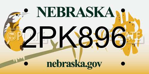 2PK896 Nebraska License Plate