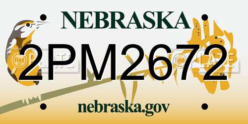 2PM2672 Nebraska License Plate