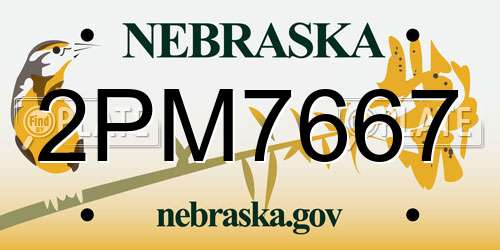 2PM7667 Nebraska License Plate