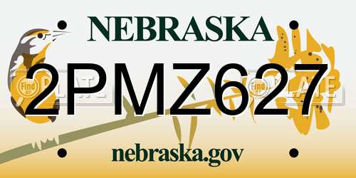 2PMZ627 Nebraska License Plate