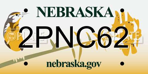 2PNC62 Nebraska License Plate