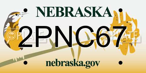 2PNC67 Nebraska License Plate
