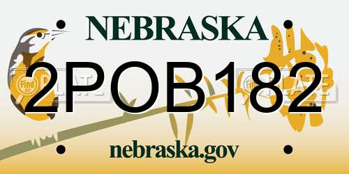 2POB182 Nebraska License Plate
