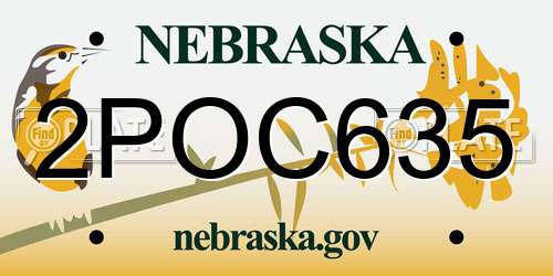 2POC635 Nebraska License Plate