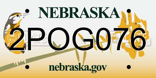 2POG076 Nebraska License Plate