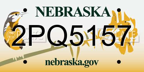 2PQ5157 Nebraska License Plate