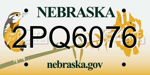 2PQ6076 Nebraska License Plate