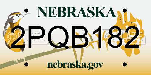2PQB182 Nebraska License Plate