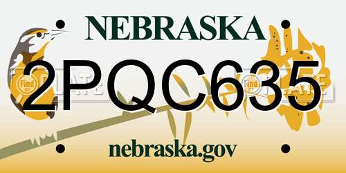 2PQC635 Nebraska License Plate