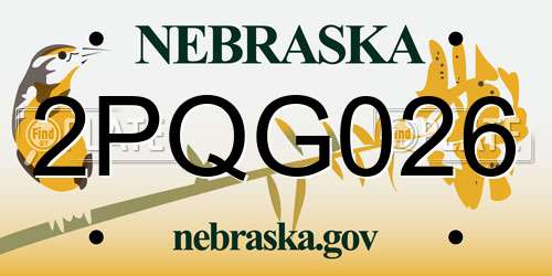 2PQG026 Nebraska License Plate