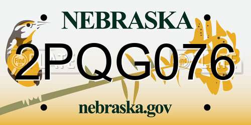 2PQG076 Nebraska License Plate
