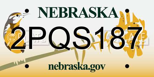 2PQS187 Nebraska License Plate