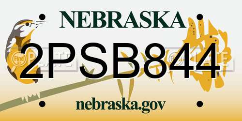 2PSB844 Nebraska License Plate