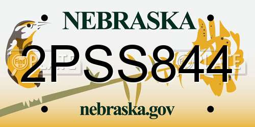 2PSS844 Nebraska License Plate