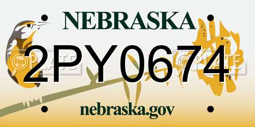 2PY0674 Nebraska License Plate