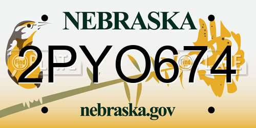 2PYO674 Nebraska License Plate