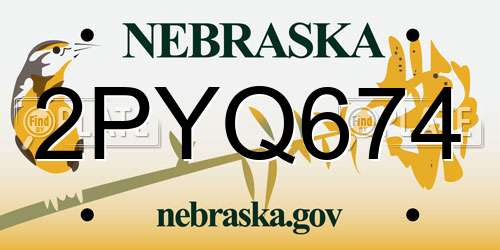 2PYQ674 Nebraska License Plate