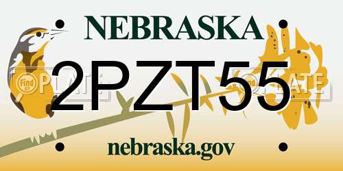 2PZT55 Nebraska License Plate