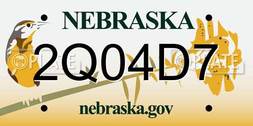 2Q04D7 Nebraska License Plate