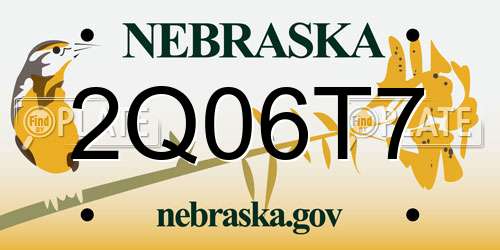 2Q06T7 Nebraska License Plate