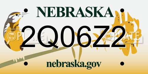 2Q06Z2 Nebraska License Plate
