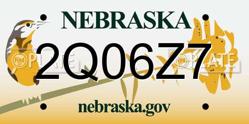 2Q06Z7 Nebraska License Plate