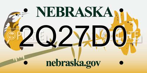 2Q27D0 Nebraska License Plate